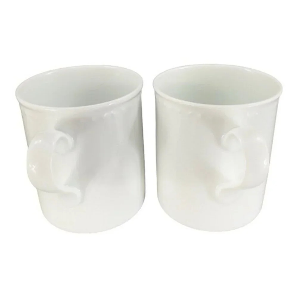 VTG Crate & Barrel Staccato White Coffee Tea Mug Cup Kathleen Willis Japan Set 2